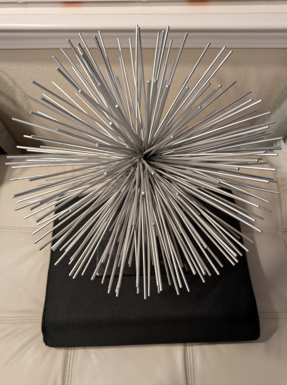 Mid Century Modern Silver Starburst Atomic Orb Sea Urchin Sculpture Large  12"